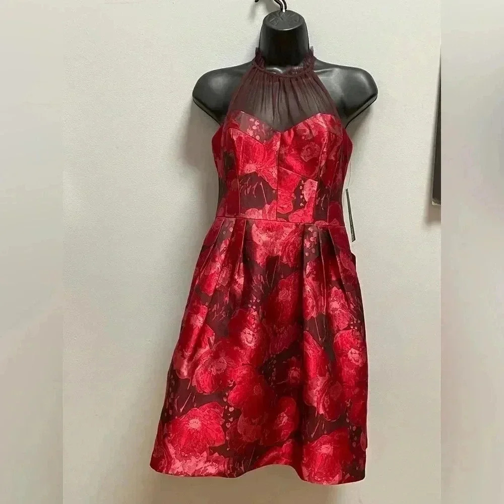 Maggy London/Petite Black-Red Rose dress-2P NWT 🌸 Host Pick🌸